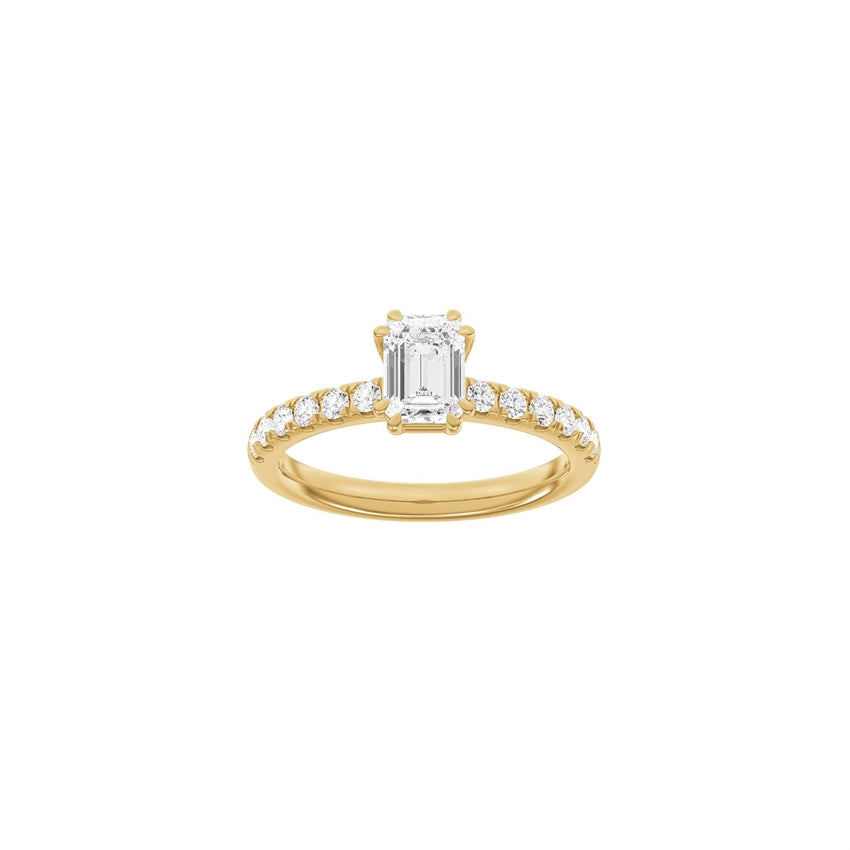 Siersbøl firkantet ring i 14 karat guld med 1,4 ct lab-diamanter – elegant guldring med firkantet skæring og funklende sten.